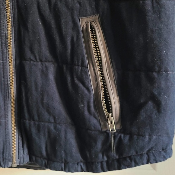 TRUE RELIGION Puffer Vest Blue Denim Leather Trim Quilted M1WB015EG Size 3XL‎ - Picture 4 of 13